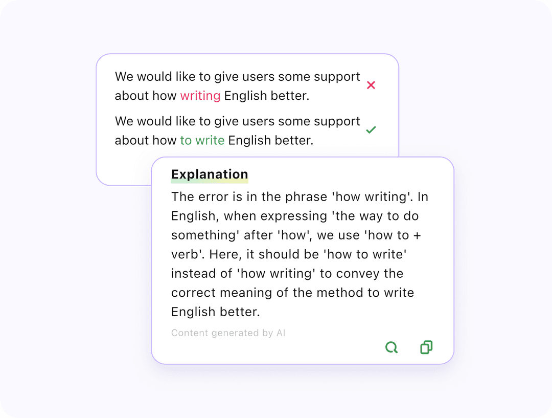 Grammar learning translation interface